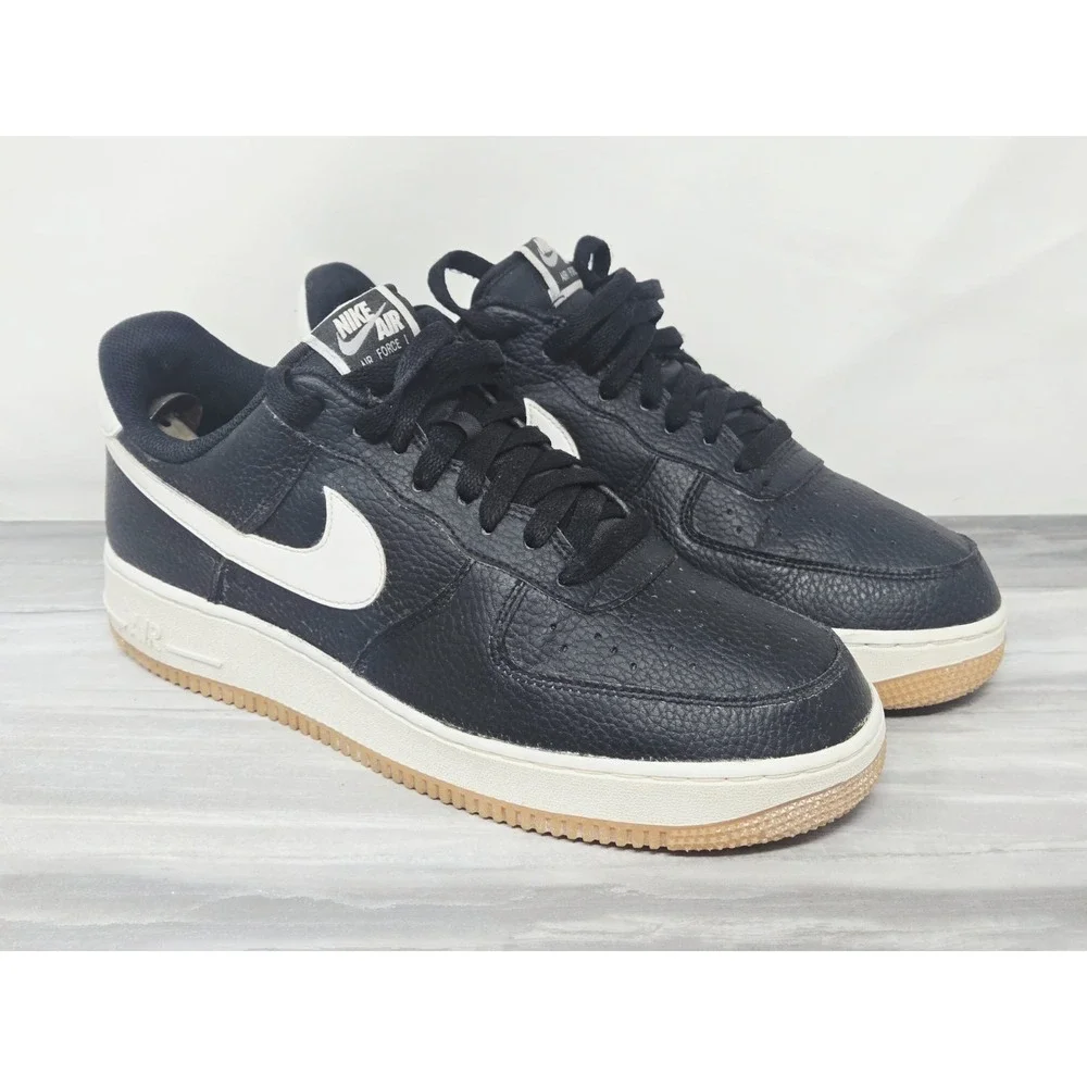 Nike Air Force 1 Low '07 Black White Pebbled Leather Shoe CT2302-002 US Men's 12